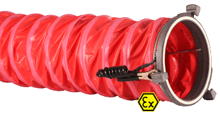 Une gaine rouge avec un raccord ZAG ATEX