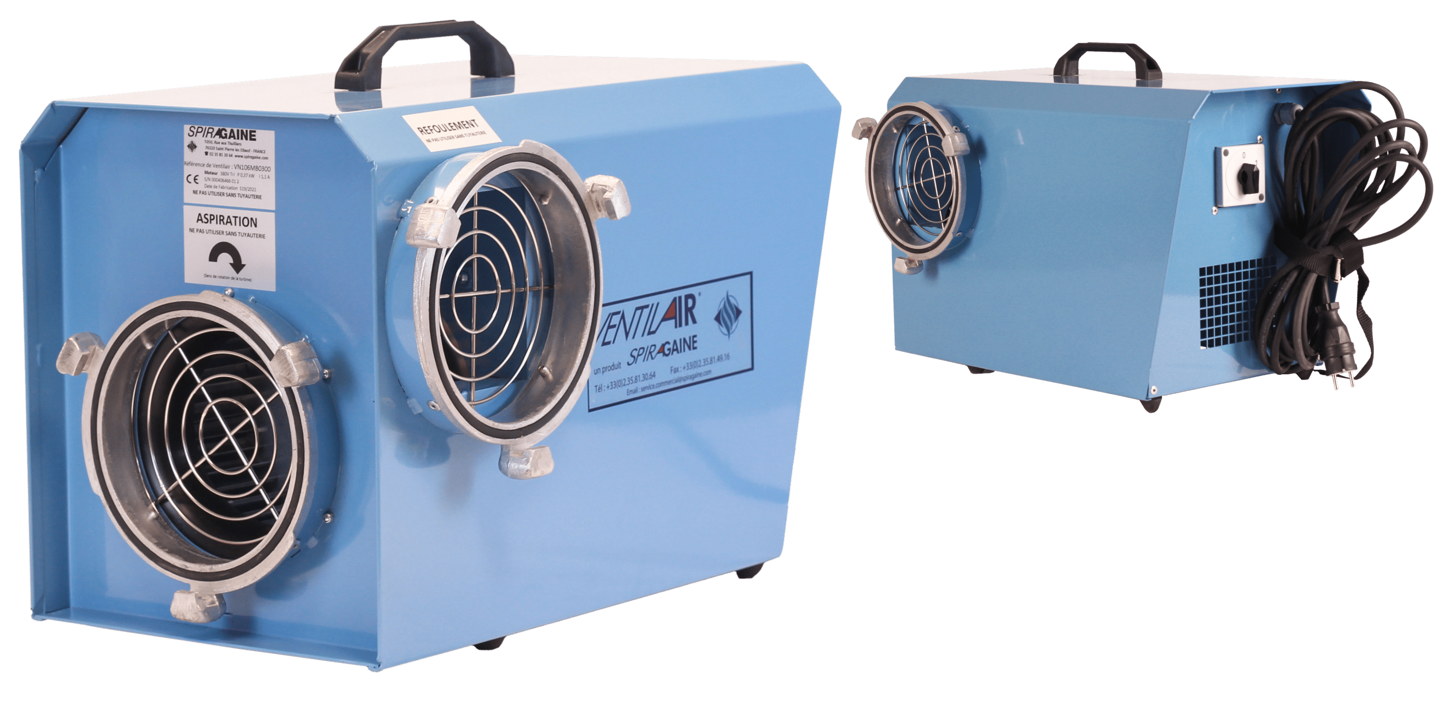 Un ventilateur Ventilair bleu