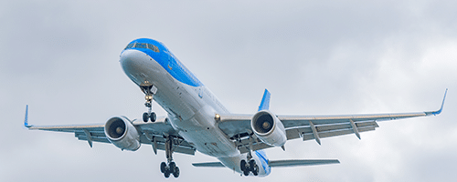 A blue and white plane